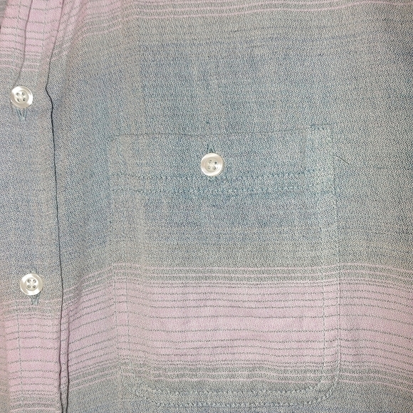 Ezekiel‎ Salty Shadow Plaid Stripe Button Front Short Sleeve Woven Cotton Shirt - Picture 5 of 8